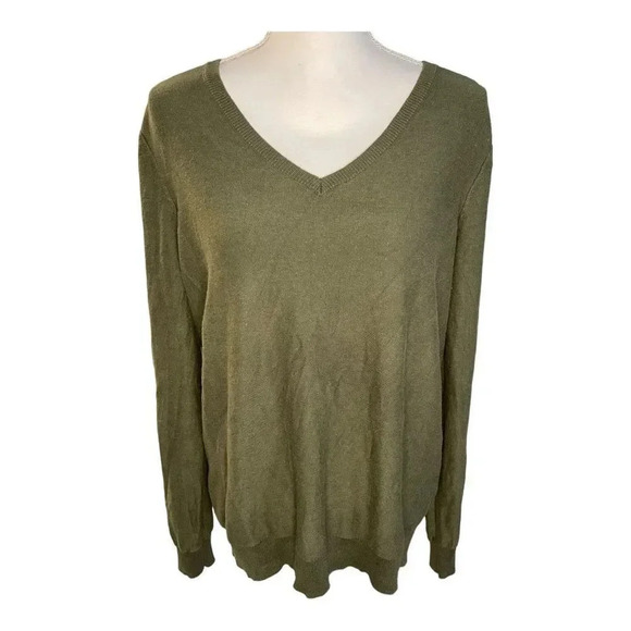 41 Hawthorn Women’s XL Green Long Embellished Sleeved V-Neck Sweater - Picture 1 of 4